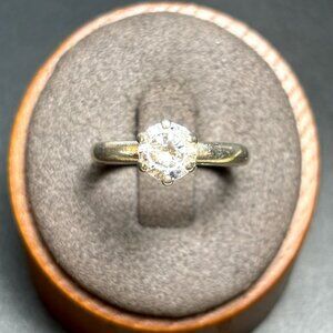 VTG Sterling Silver 925 Cubic Zirconia Prong Set 2.25mm Band Ring Size 7.25